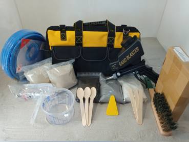Set C. Komplettset besandete Fugen in Werkzeugtasche