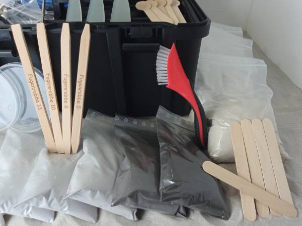 Set A. Profi Komplettset besandete Fugen im Koffer
